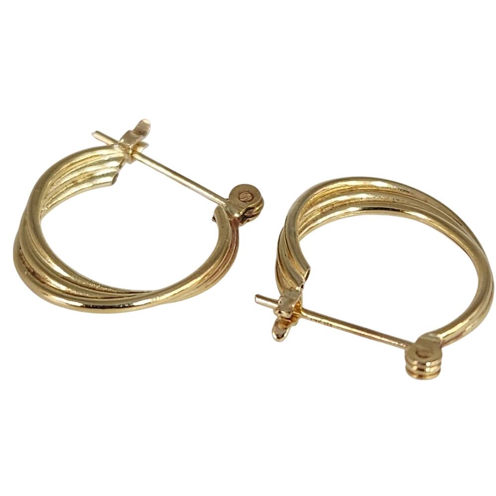 14k Yellow Gold Triple Band Hoop Earrings